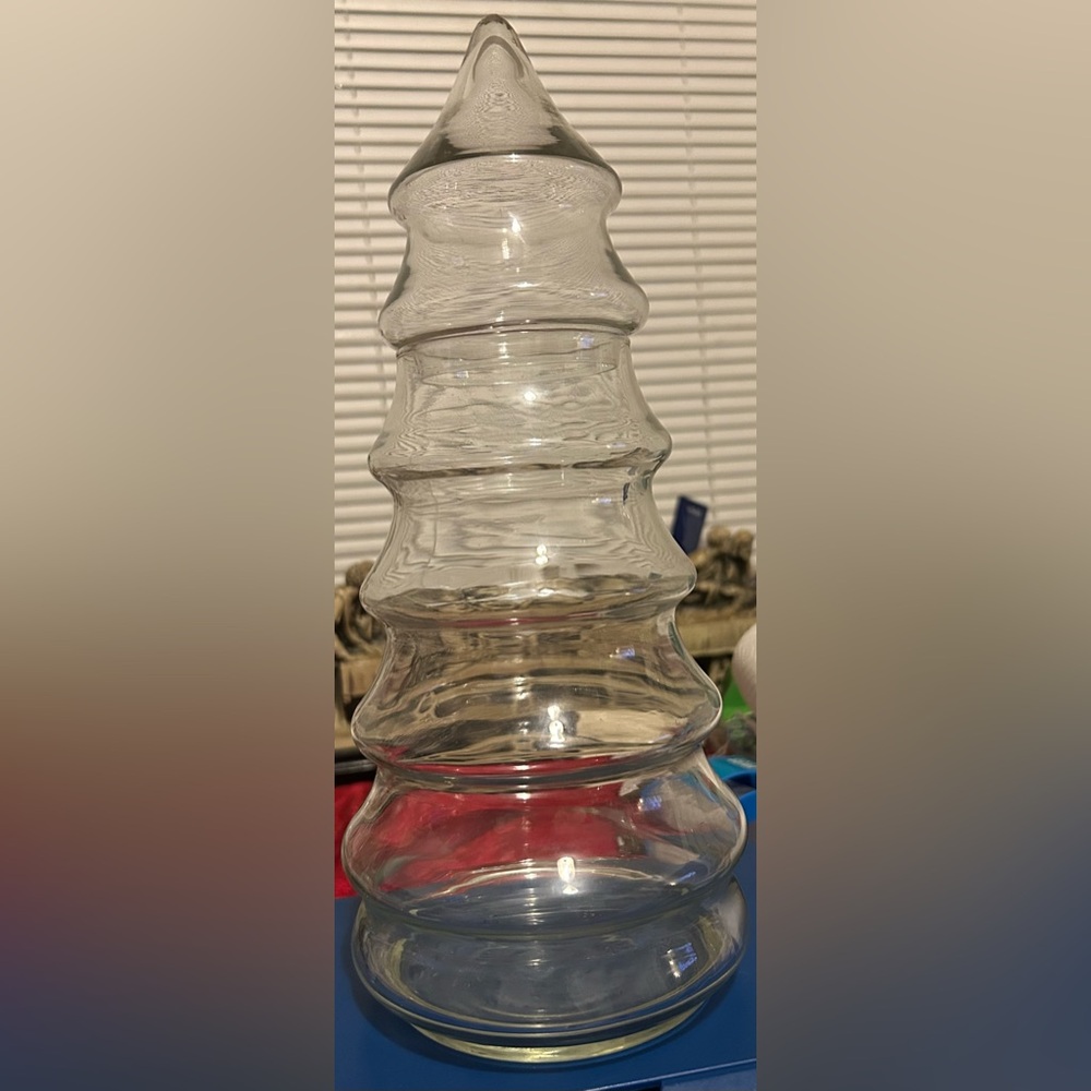 12” extra tall glass Christmas tree apothecary jar